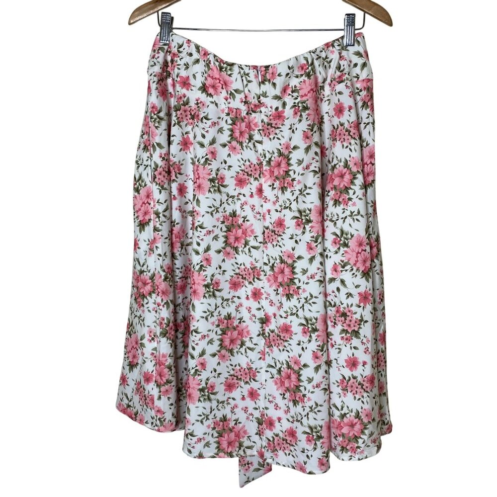 Floral Midi Skirt XL Cottagecore Coquette Tie Waist Boho Vintage Style - Picture 7 of 10